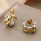 Ins Fashion Texture Earrings 18K Gold-Plated Hip Hop Two-Tone Stainless Steel Earrings