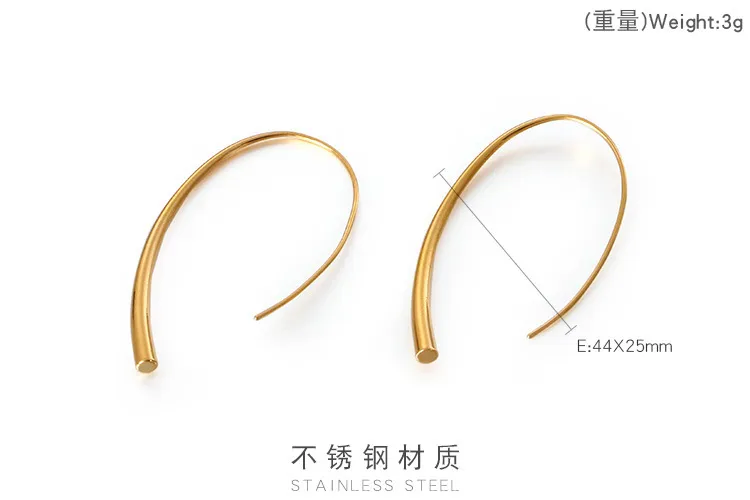 Simple and High-End Stainless Steel Creative Water Droplet Line Geometric Tassel Earrings