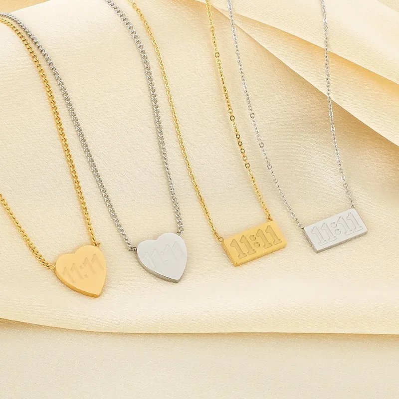 Customized Carved Stainless Steel Gold-Plated Angel Number 11: 11 Pendant Necklace