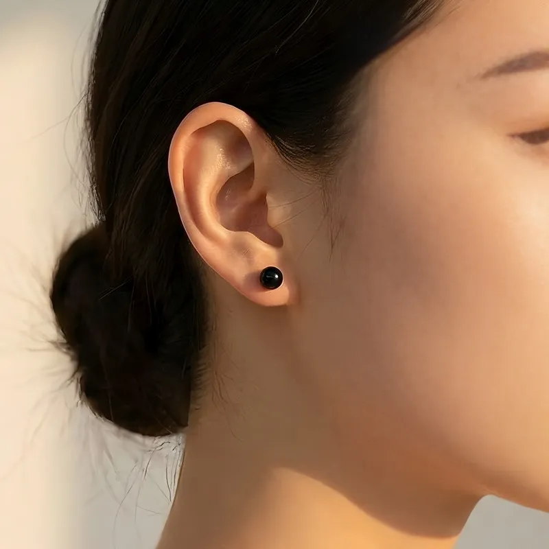 Round Beaded Stainless Steel Stud Earrings Available in Various Sizes and Colors