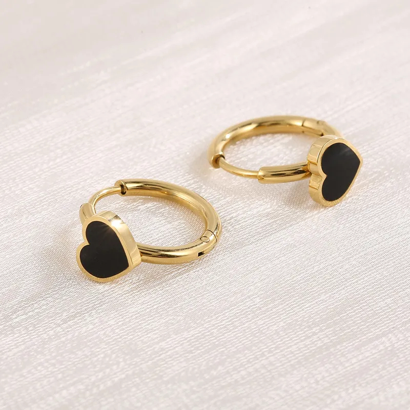 Stainless Steel Jewelry Heart-Shaped Earrings Suitable for Daily Wear