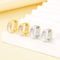 Korean Japanese Smooth Shell Inlaid Flat Stainless Steel Huggie Earrings Trendy Elegant Earrings Wholesale