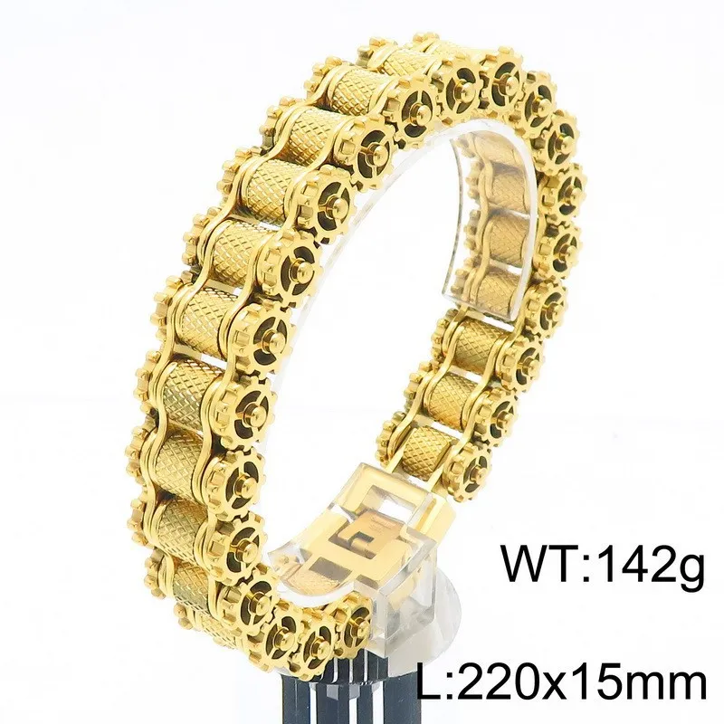 Personalized Trendy European and American Hip Hop Stainless Steel Men's Bicycle Chain Motorcycle Chain Bracelet Jewelry