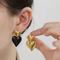European American Ins Earrings Two-Tone Gold Silver Heart Stainless Steel Stud Earrings