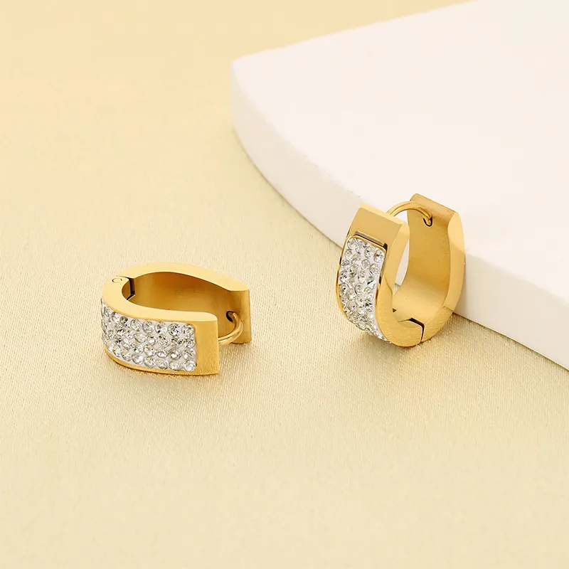 Stainless Steel Rhinestone Earrings Suitable for Daily Wear