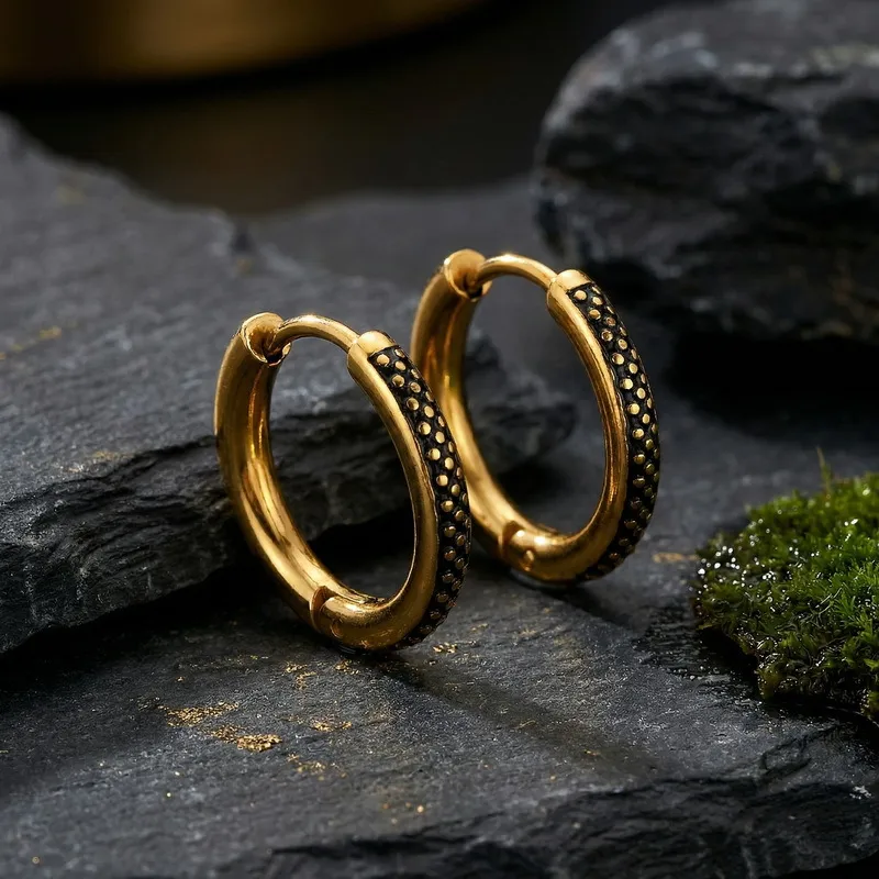Fashionable Round Stainless Steel 18K Gold-Plated Earrings and Accessories Wholesale