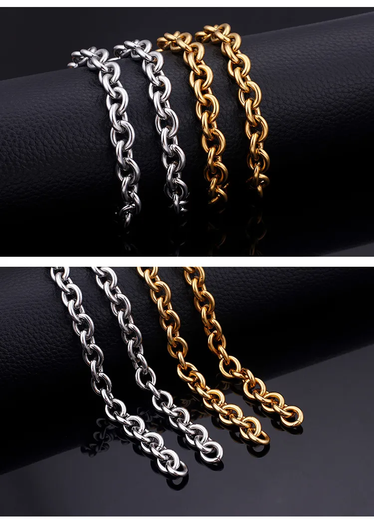 9.5mm Big Chains Stainless Steel O-Chain Clavicle Necklace Sets
