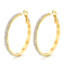 Trendy Earrings Bold Exaggerated Geometric Round Hollow Rhinestone-Embedded Stainless Steel Hoop Earrings