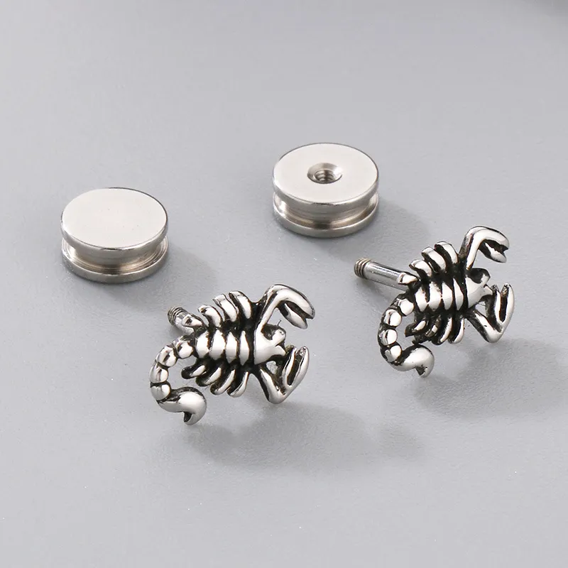 Personalized Stainless Steel Earrings for Men, Scorpion Punk Style Jewelry