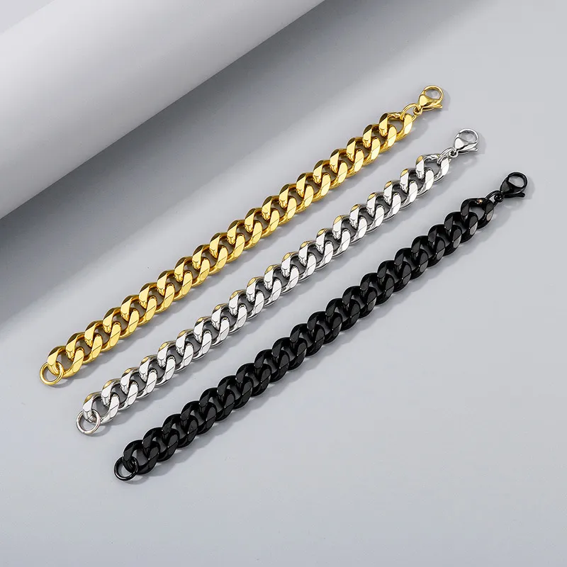 Six-Sided Milled Cuban Bracelet Necklace Fashion Stainless Steel Chain Jewelry