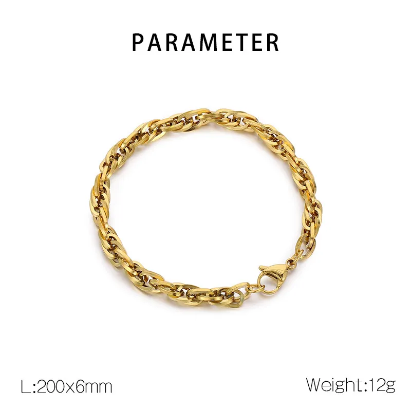 Minimalist Style Neutral Stainless Steel Multi Size Encrypted Hand Woven Chain Necklace&Bracelet