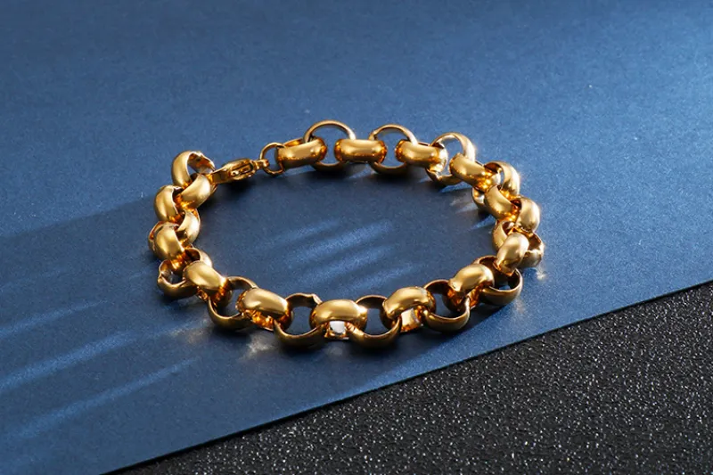 Wholesale Punk Jewelry Multi-Size Bracelet Stainless Steel Simple Silver Gold Chain Bracelet
