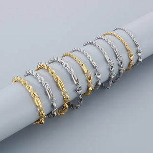Fashion Stainless Steel Spiral Pattern Multi-Size Twist Chain Lobster Clasp Couple Bracelet