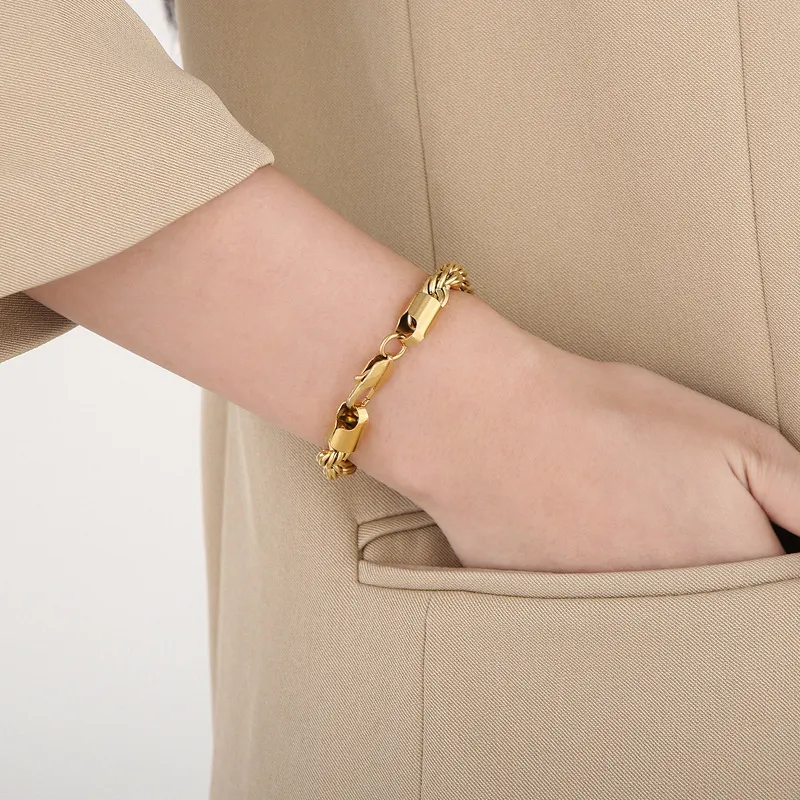 Multi Specification Stainless Steel Jewelry Fried Dough Twists Chain Bracelet