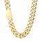 Four-Sided Polished Vacuum Plated Gold Cuban Bracelet, Ins Jewelry, Niche Rock and Hip-Hop Stainless Steel Men's Necklace Set