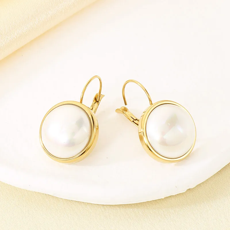 Stainless Steel Paired with Imitation Pearl Earrings for Women's Fashion Jewelry