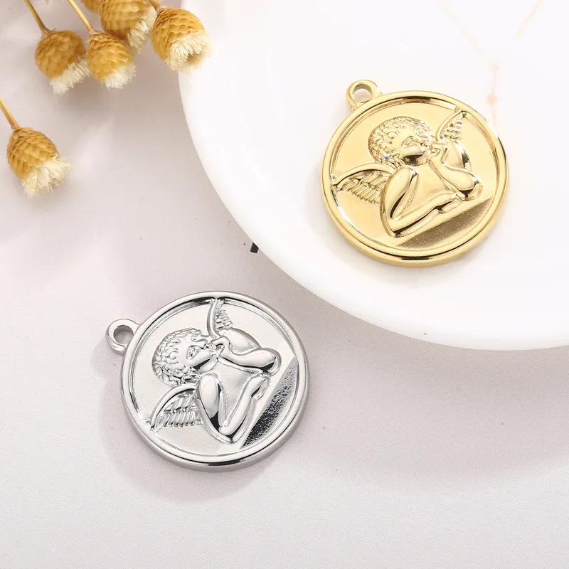 Stainless Steel Cupid Pendant Necklace Pendant Circular Hydraulic Jewelry Accessories