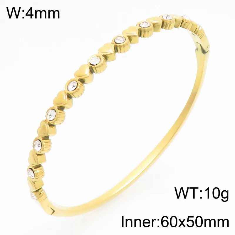 Stylish and Elegant Starry Heart-Shaped Stainless Steel Bangle Jewelry
