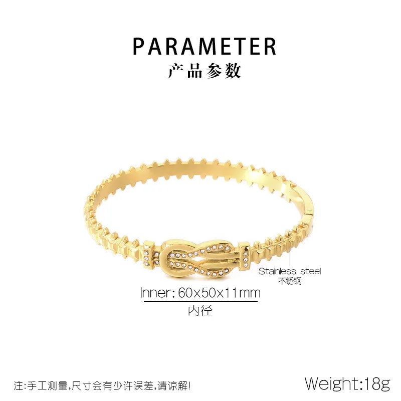 Geometric Hollow Stainless Steel Diamond-Encrusted Women's Bangles