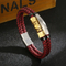 Men's Fashion Stainless Steel Metal Accessories Double-Layer Braided Leather Rope Bracelet