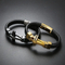 Kalen Fashion Stainless Steel Creative Cross Men's Woven Cowhide Leather Bracelet