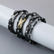 Trendy Men's Stainless Steel 8-Shaped Multi-Layer Woven Leather Bead Magnetic Buckle Bracelet