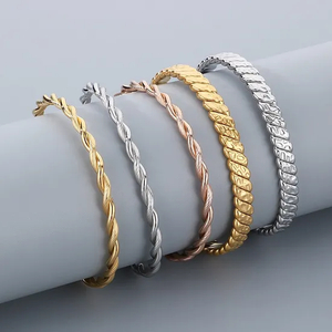 Stainless Steel C-Shaped Open Bangle Fashion Jewelry