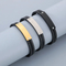 Jewelry Wholesale Men's Trendy Stainless Steel Geometric Curved Plate with Logo Engraved Leather Bracelet