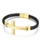 Trendy Stainless Steel Cross Woven Single Circle Cowhide Rope Leather Bracelet Wholesale Accessories