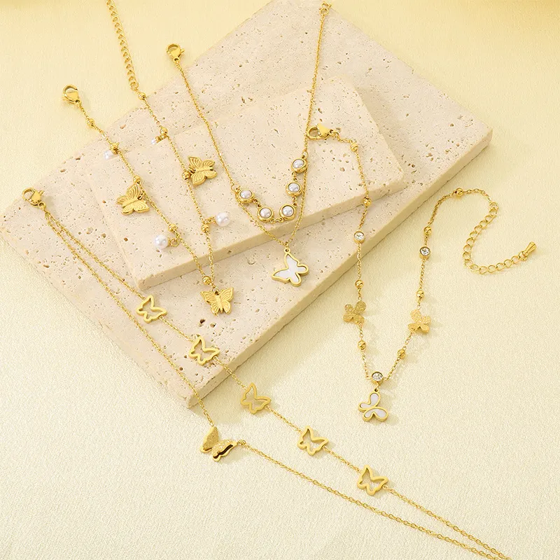 Stainless Steel Butterfly Pendant Anklet Chain Women's Fashion Jewelry