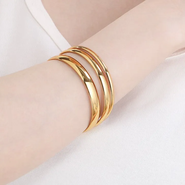 High-End Electroplated Fashion Women's DIY Gold Stainless Steel Bangle