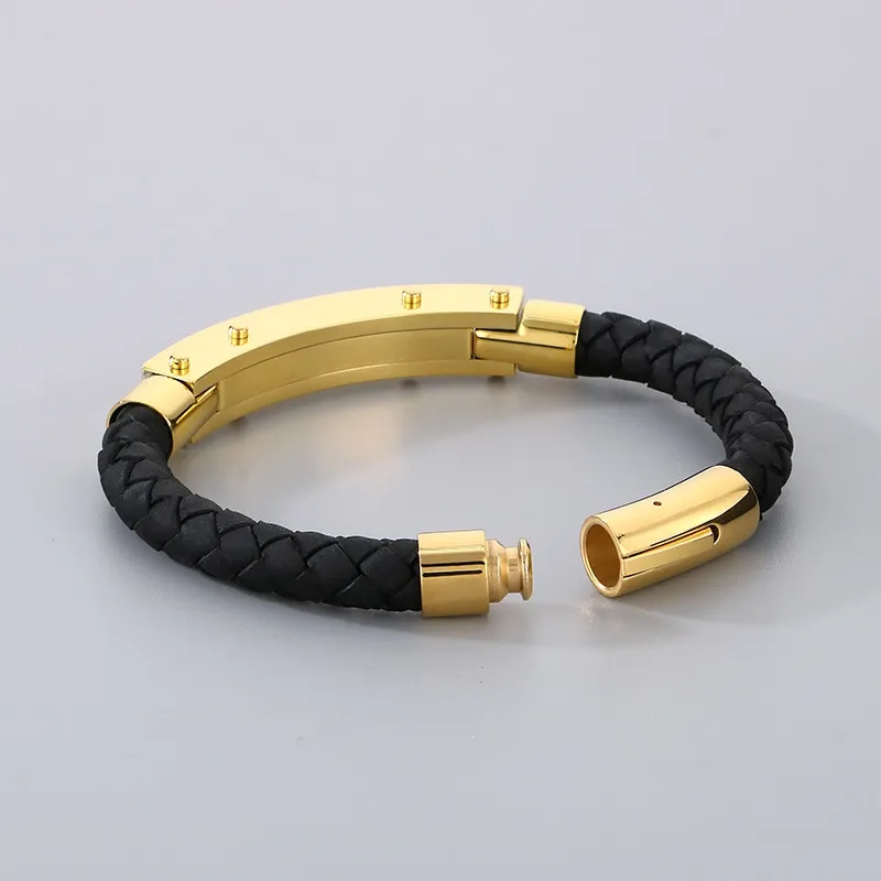 European and American Fashion Personality Stainless Steel Creative Woven Bracelet Men's Leather Bracelet