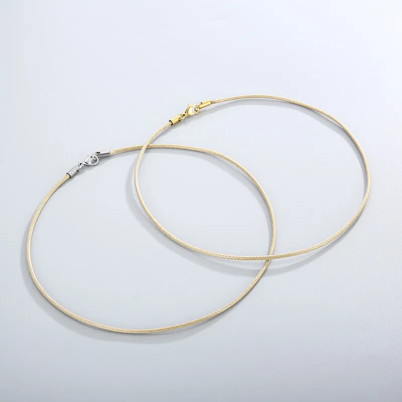 Minimalist Men's and Women's Stainless Steel Buckle Wax Rope Necklace 45cm Jewelry