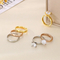 Minimalist Couple Rings 4-Prong Diamond Ring Pair 4mm Polished Stainless Steel Wedding Jewelry