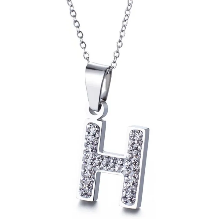 Sparkling Diamond Women's Necklace Featuring 26 English Letter Pendants