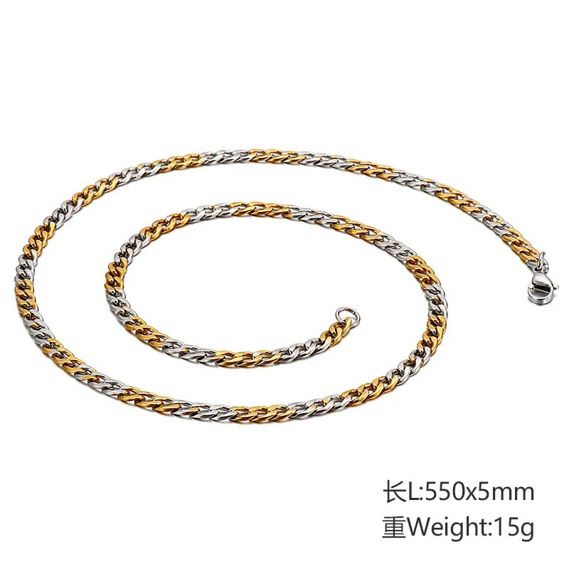 Factory Direct Sales of Minimalist Beveled Chain Hip-Hop Necklaces Stainless Steel Nk Chain Wholesale