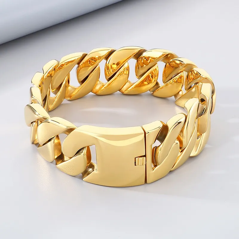 European and American Widened Ultra-Cool 43mm Cuban Chain High-Quality Glossy Necklace for Men and Women