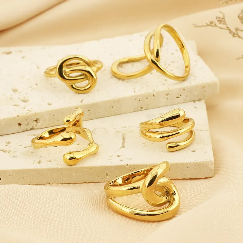 Personality Line Exaggerated Ring Knot Twist Bamboo Joint Stainless Steel Snake-Shaped Ring