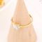 Fashion 18K Gold-Plated Stainless Steel Open Heart Ring Minimalist Adjustable White Shell Rings