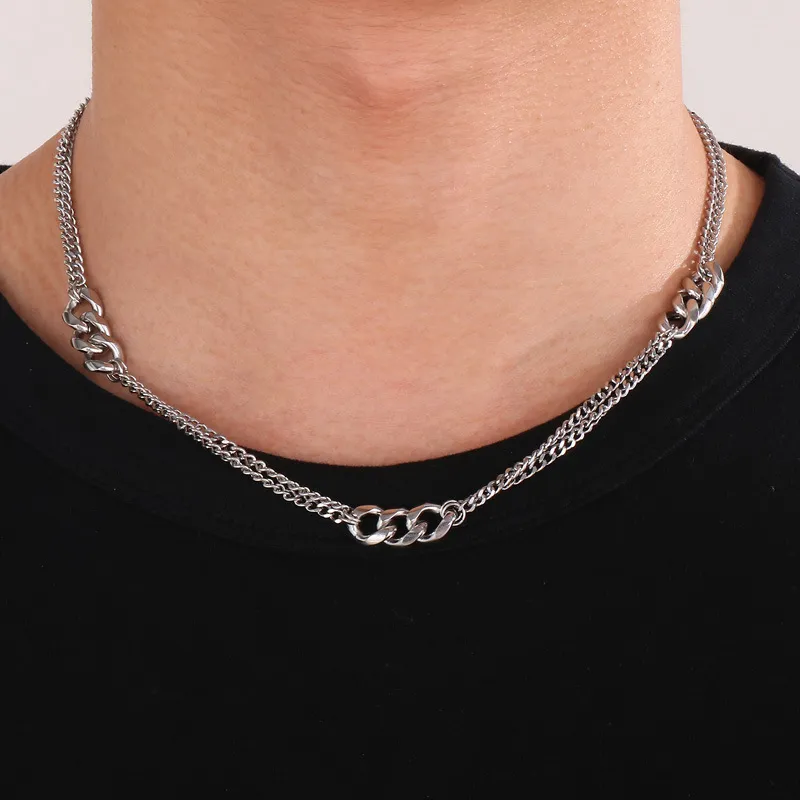 Trendy Men's Jewelry Stainless Steel Creative Multi-Layer Cuban Chain Temperament Necklace