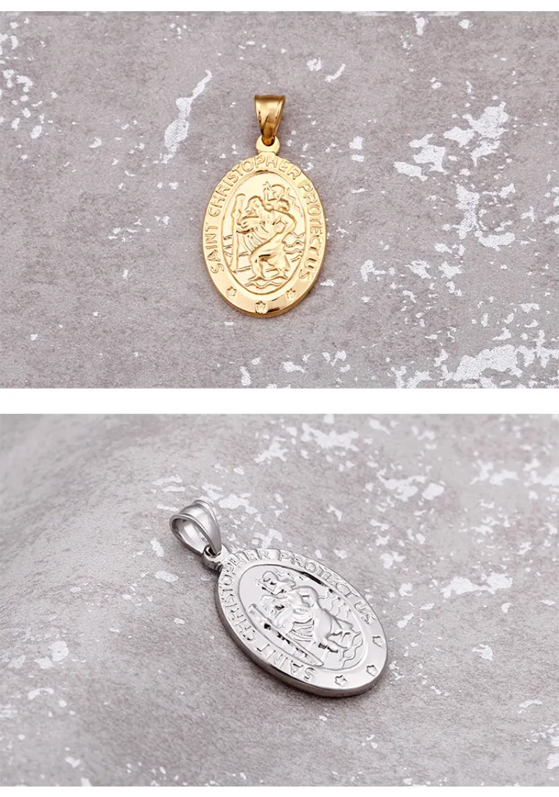 Komi Saint Benedict Christian Stainless Steel Disc Necklace Priest Exorcist Pendant