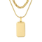 Trendy and Cool Emperor Chain Square Brand Necklace for Men, Double Layered Stainless Steel Military Brand Pendant Supporting Engraving