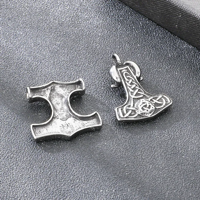 Nordic Viking Thor's Hammer Odin Pendant Retro Personality Celtic Knot Sheep Head Stainless Steel Men's Pendant