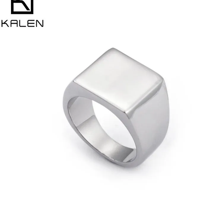 Customizable Retro Stainless Steel Stamp Ring for Unisex Fashion