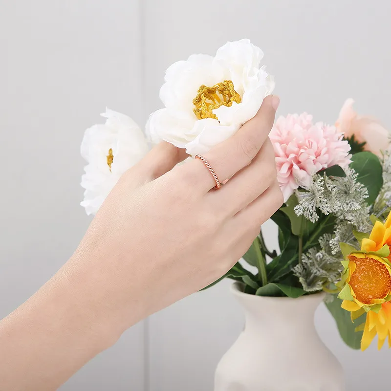 Fashion Simple Style Men and Women Universal Stainless Steel Fried Dough Twists Plain Ring Jewelry