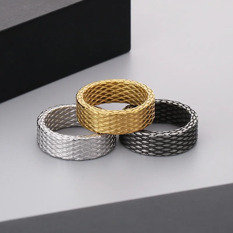 Men's Stainless Steel Jewelry Diamond Patterned Ring Suitable for Daily Wear