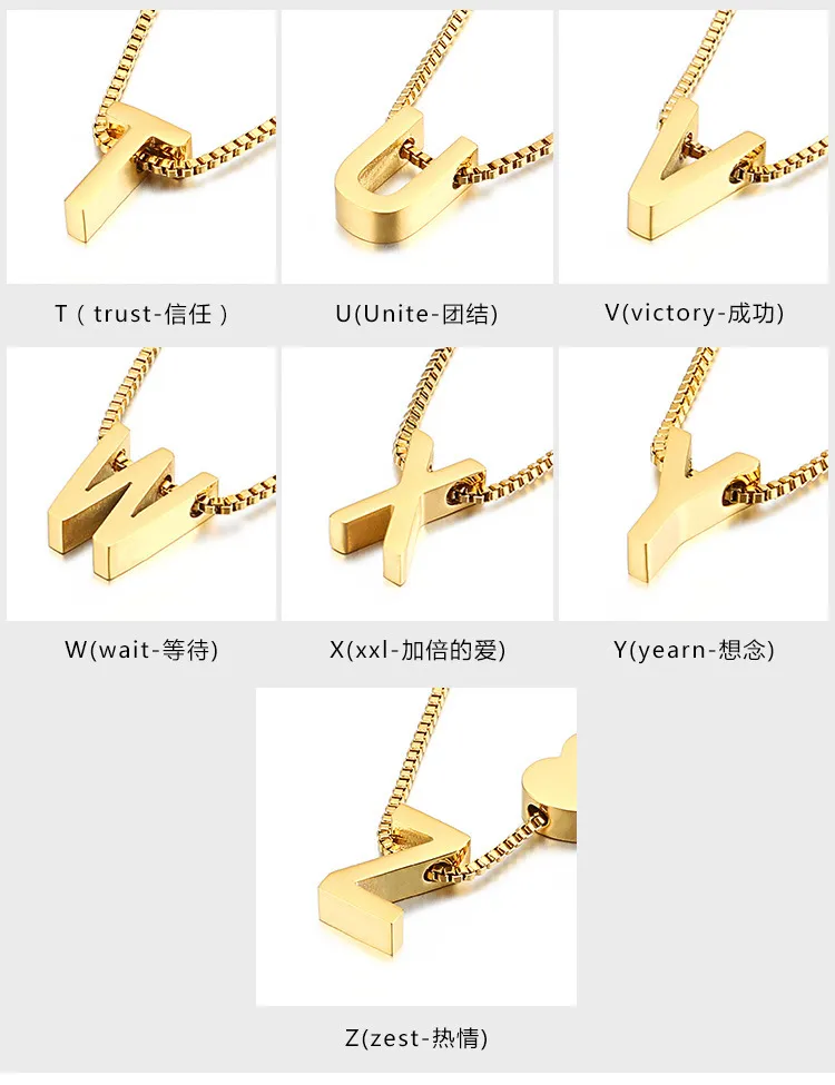 Minimalist and Personalized Stainless Steel 26 Letter Heart Pullable Necklace Wholesale