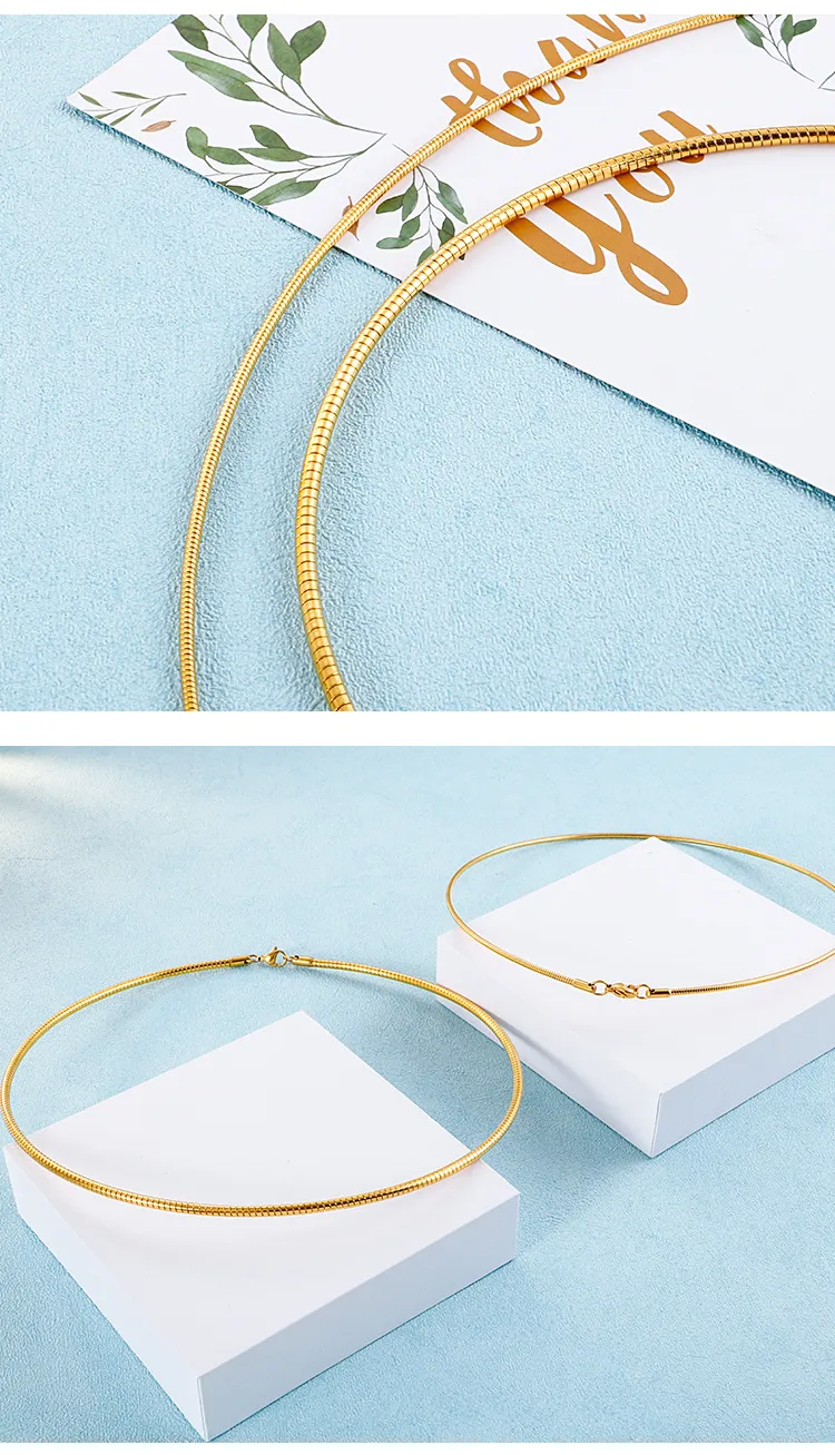 European American Collar Round Stainless Steel Necklace 18K Gold Women's Jewelry Wholesale
