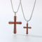 Fashion Personalized Stainless Steel Inlaid Red Pear Solid Wood Cross Pendant