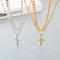 Retro, Simple, Engraved Cross Necklace, Trendy and Fashionable Nk Chain Double-Layer Stacked Stainless Steel Men's Pendant Necklace
